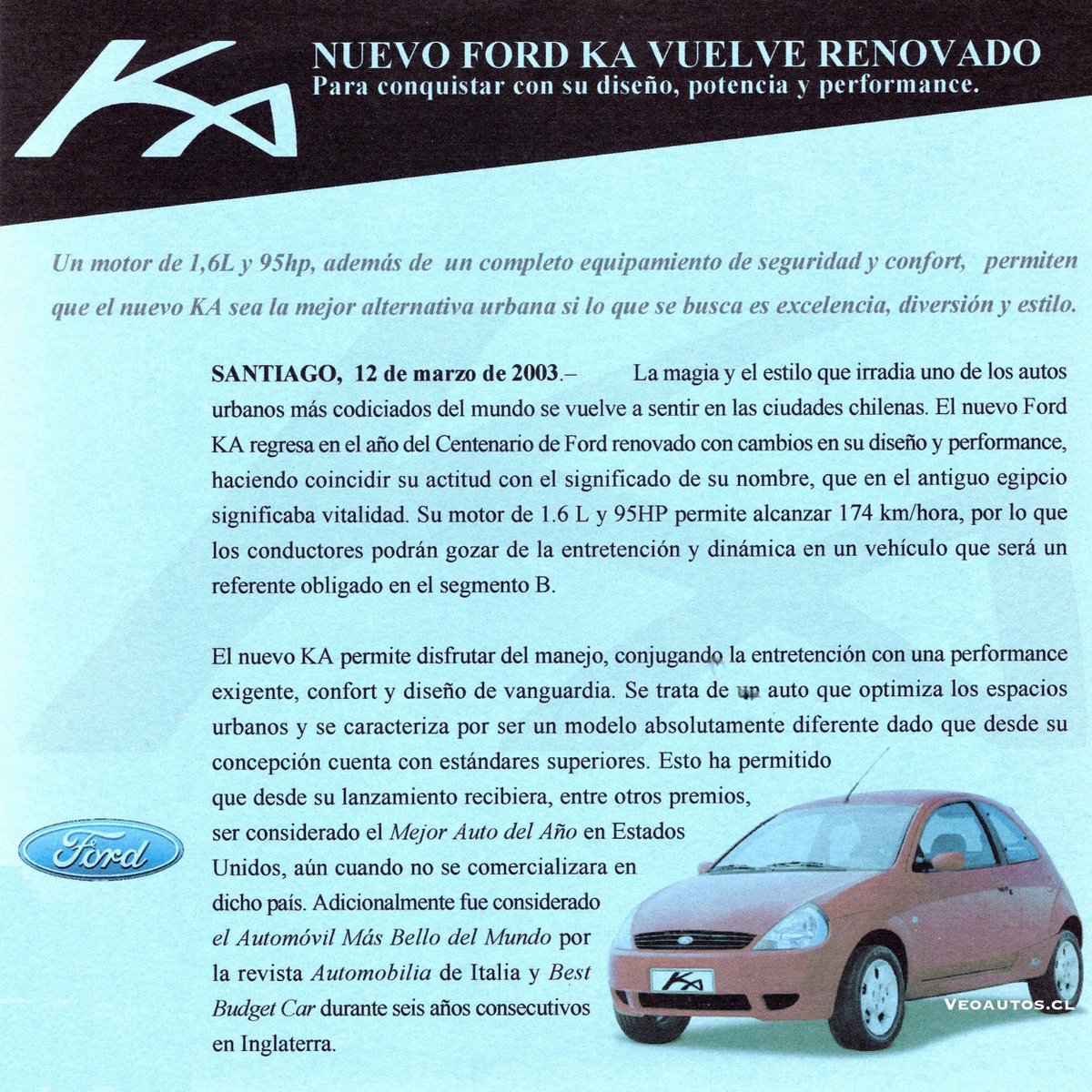 VeoAutos's tweet photo. Ford KA "GL" y "XR" brasileño 1.6L, presentación Chile 2003, año en que se comercializarán en el país 536 unidades, con un precio base época de $4.190.000

+ Info https://t.co/ijSgKQC3VB

#fordka #KaXR @FordBrasil @RiveraNotario @FordLatino https://t.co/LWM83y19gH