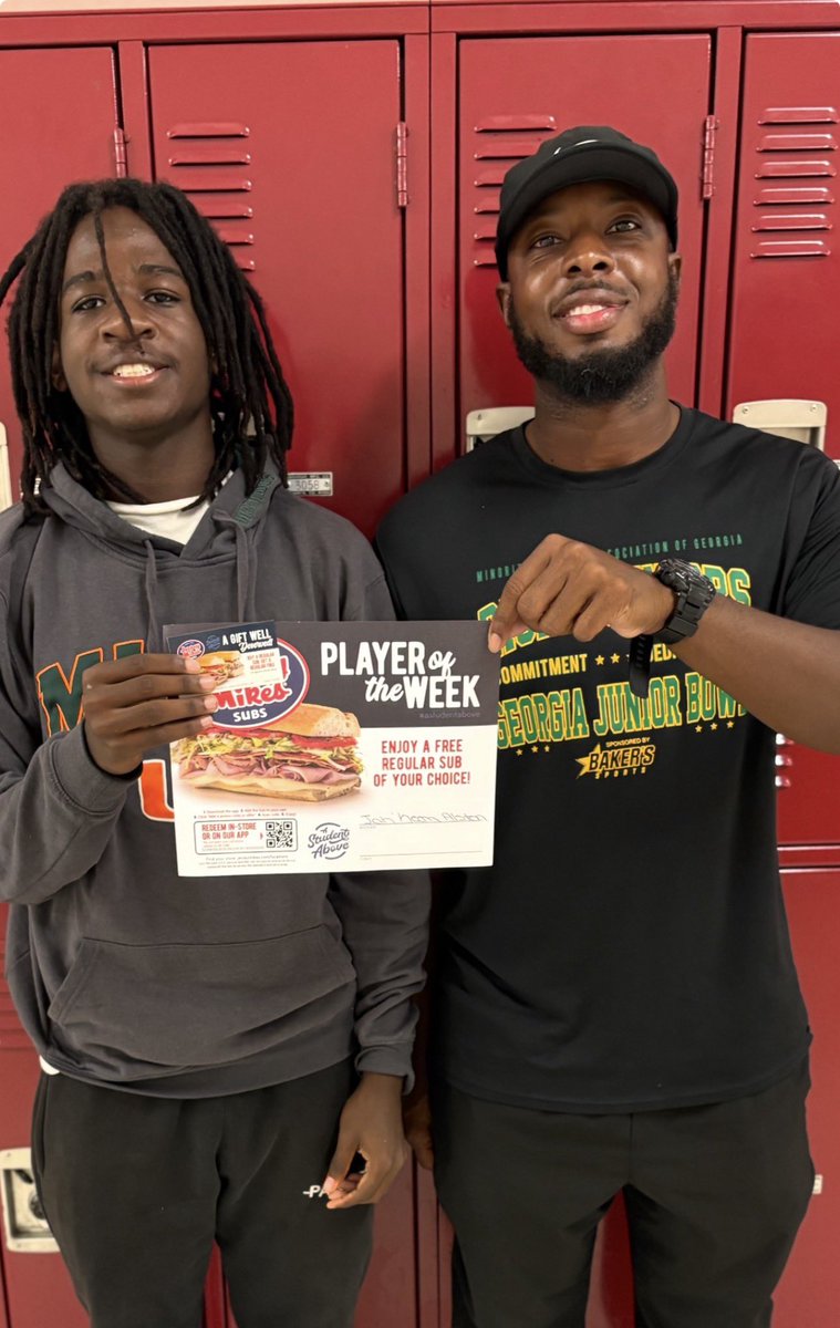 Jersey Mikes Athlete of the week: Jahkeem Alston (Pictured with Coach Michael Johnson jr.) Jah had a school record 4 interceptions, 2 tackles, and 2 Pass Breaks ups in the game Friday night vs Glen Hills High school. #playeroftheweek #jerseymikes <a href="/jerseymikes/">Jersey Mike's Subs</a> <a href="/SHS_Seminoles/">Salem High School</a>
