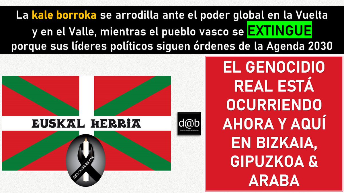 qué hace la #kaleborroka luchando contra genocidios de allá cuando es el pueblo vasco el que está siendo EXTINGUIDO por sus líderes políticos. El genocidio es acá y es ahora ¿a qué estamos a setas o a rolex?