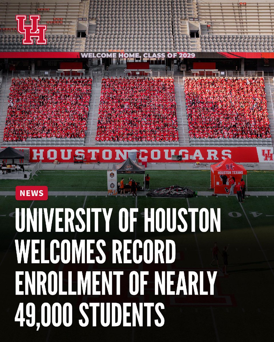 Nearly 49,000 Coogs are calling UH home this fall — including our largest freshman class ever, with 6,715 first-time college students leading the way.

Read more: uh.edu/news-events/st…