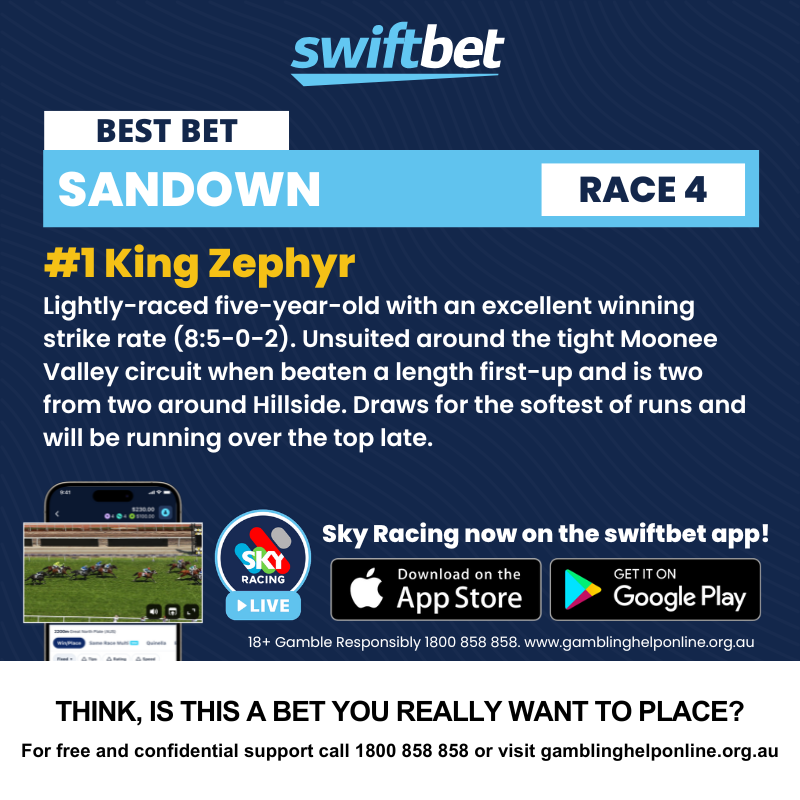 Checkout resident tipster @Joshfromhorsham's Best Bet for tomorrow! 🏇

View the market 👉 swiftbet.com.au/racing/meeting…