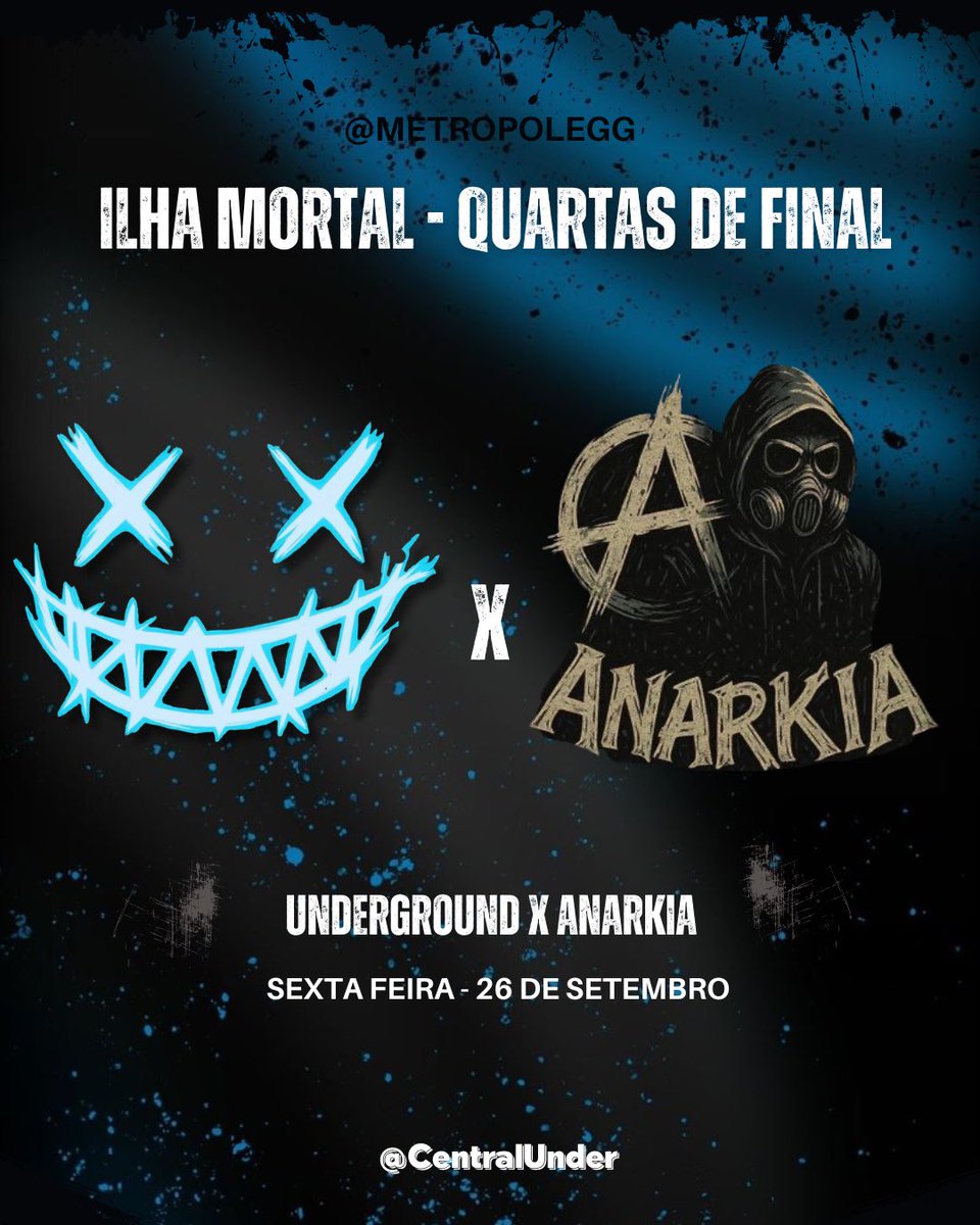 CentralUnder's tweet image. PRÓXIMO CONFRONTO DEFINIDO! ☠️💙

Amanhã iremos enfrentar a @CentralAnarkia pelas quartas de final! 

Pra cima Under!