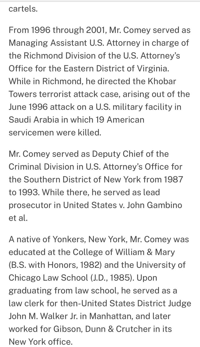 <a href="/BreannaMorello/">Breanna Morello</a> It gets so much better. This judge got his first job out of law school working for the eastern district and was hired by James Comey in 1995–1996. And then once again in 2002. you can’t make this kind of shit up if you wanted to.