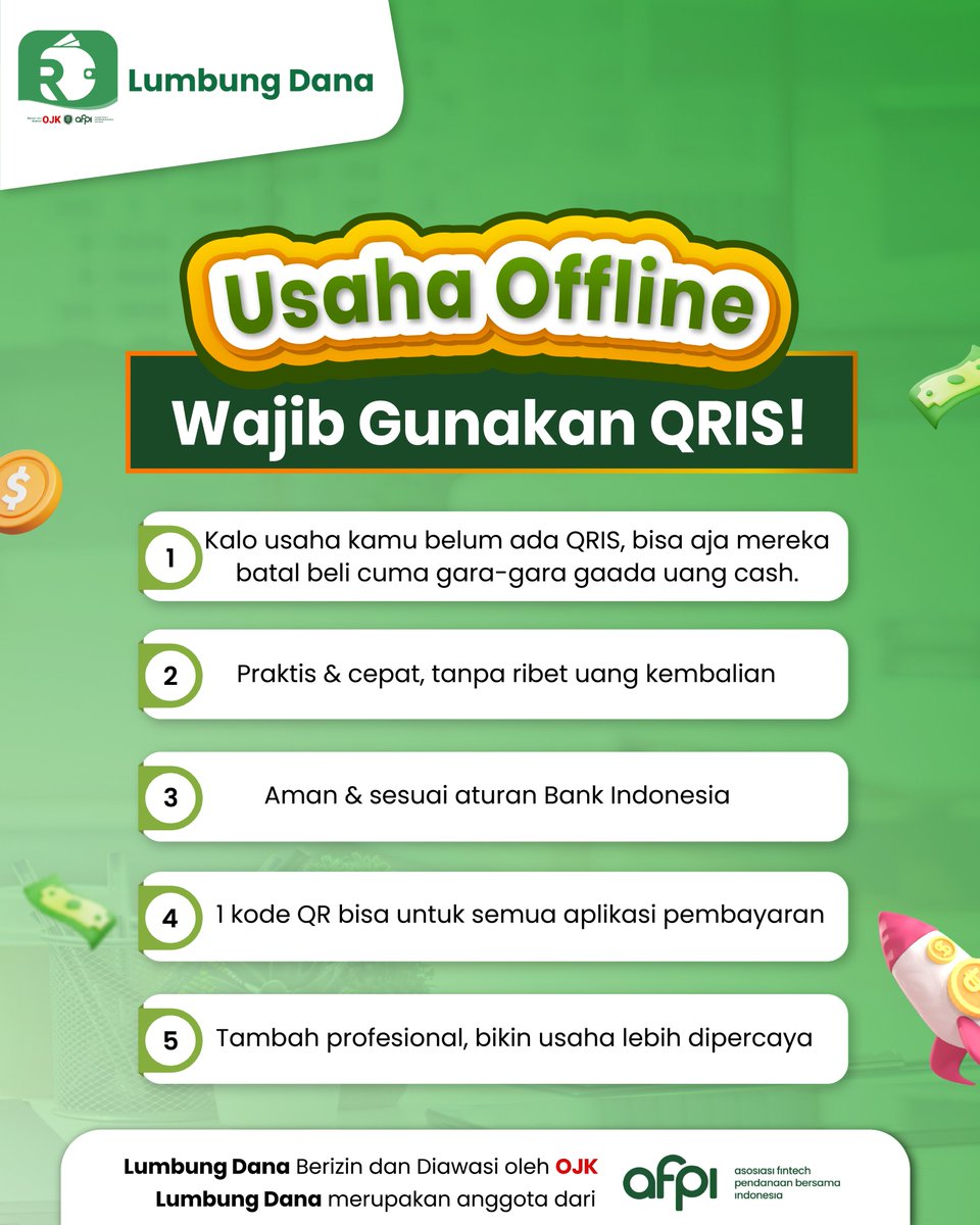 lumbungdana_id's tweet image. 👉 Butuh modal untuk upgrade usaha ?
Langsung aja ajukan pinjaman usaha di Lumbung Dana!
💼 Proses mudah
💰 Cair cepat
✅ Terdaftar &amp;amp; diawasi oleh OJK
Download aplikasinya sekarang di appstore/playstore!

#LumbungDana #QRIS #UMKMNaikKelas #ModalUsaha #BisnisMakinCuan