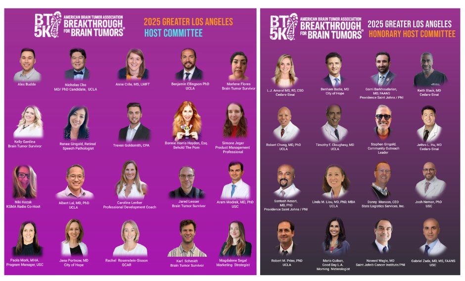 Check out our Los Angeles #BT5K Host Committees!

<a href="/theABTA/">American Brain Tumor Association</a>'s 2025 L.A. BT5K is just a little more than three weeks away! We hope you'll join us on 10/18 (either in-person at Crescent Bay Park in Santa Monica or virtually) 

For details visit BT5K.org