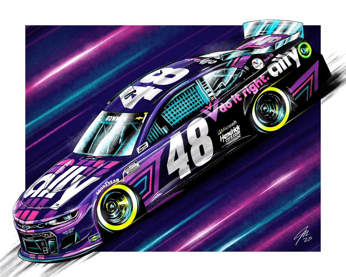 Illustration of one of my favorite schemes of all time, <a href="/Alex_Bowman/">Alex Bowman</a> 2021 by <a href="/BLACKBEARDltd/">BLACKBEARD LTD</a> ✍️

I’m trying to get better at these (and do them quicker) because the process is pretty similar to how I make shirts. So I’ll say this counts as work 😂

<a href="/allyracing/">Ally Racing</a> <a href="/ABR_teams/">Alex Bowman Racing</a>