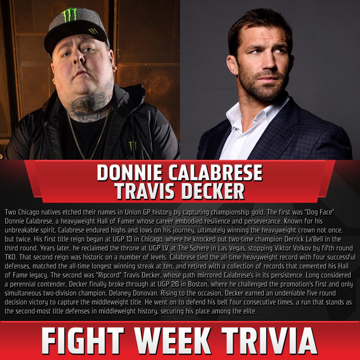 This weekend, Kristophe Cerulli challenges for the Middleweight Championship in his hometown of Chicago, aiming to become the third Chicago native to capture a Union GP title. The question is, who were the first two?