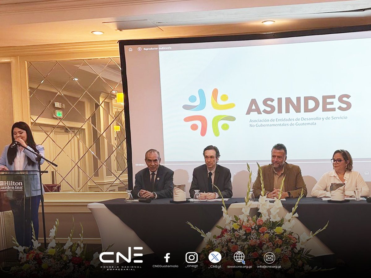 Consejo Nacional Empresarial (@_cnegt) on Twitter photo En el marco del #PremioASINDES, organizado <a href="/CoordASINDES/">CoordinadoraASINDES</a>; la presidenta del <a href="/_CNEgt/">Consejo Nacional Empresarial</a>, Licda. Yara Tobar, participa en el foro “Los Actores en el Desarrollo Nacional”, resaltando el aporte del sector privado en el desarrollo, así como los roles, retos y oportunidades. En el marco del #PremioASINDES, organizado <a href="/CoordASINDES/">CoordinadoraASINDES</a>; la presidenta del <a href="/_CNEgt/">Consejo Nacional Empresarial</a>, Licda. Yara Tobar, participa en el foro “Los Actores en el Desarrollo Nacional”, resaltando el aporte del sector privado en el desarrollo, así como los roles, retos y oportunidades.