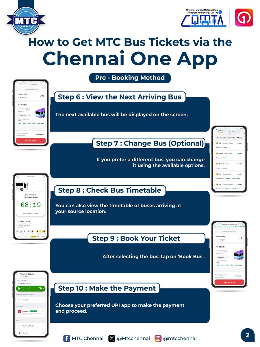 MtcChennai's tweet image. Traveling by MTC bus just got smarter!
Now book your tickets anytime, anywhere with the Chennai One App!

👉 Plan your trip
👉 Book &amp;amp; pay online
👉 Activate your ticket onboard
👉 Travel hassle-free!

Download the app today and make your #MTC ride seamless.
#MTCChennai |…