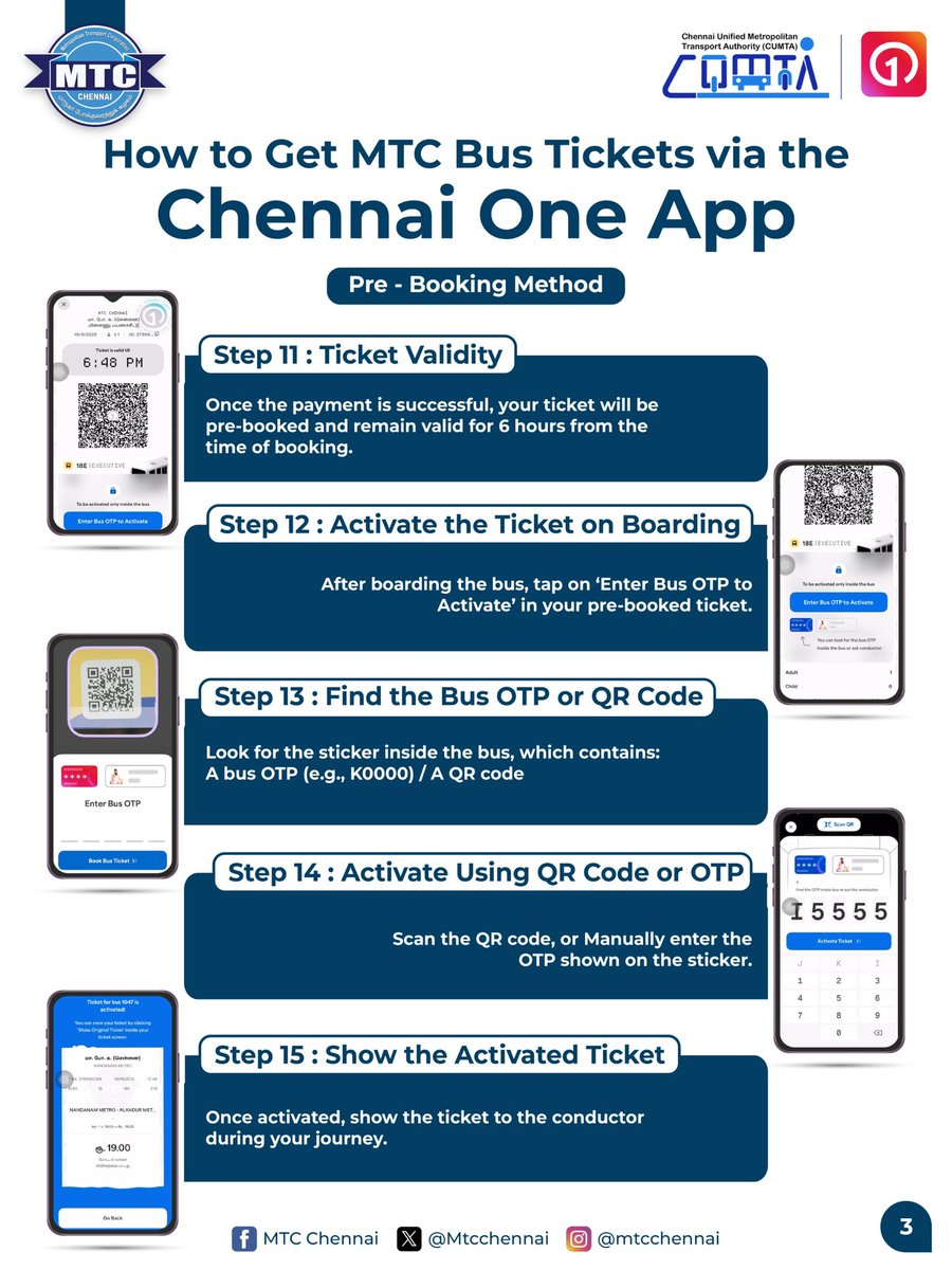 MtcChennai's tweet image. Traveling by MTC bus just got smarter!
Now book your tickets anytime, anywhere with the Chennai One App!

👉 Plan your trip
👉 Book &amp;amp; pay online
👉 Activate your ticket onboard
👉 Travel hassle-free!

Download the app today and make your #MTC ride seamless.
#MTCChennai |…
