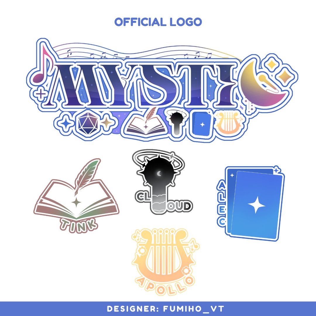 Man I got sickkkkk anyways, here's a vtuber logo of a Dnd idol group and mini logos for each idols i made WAHHHH i love it!! ⭐

want ur own too with free idol sign?
here at:
vgen.co/fumiho_vt

#VGenComm #VGenComms