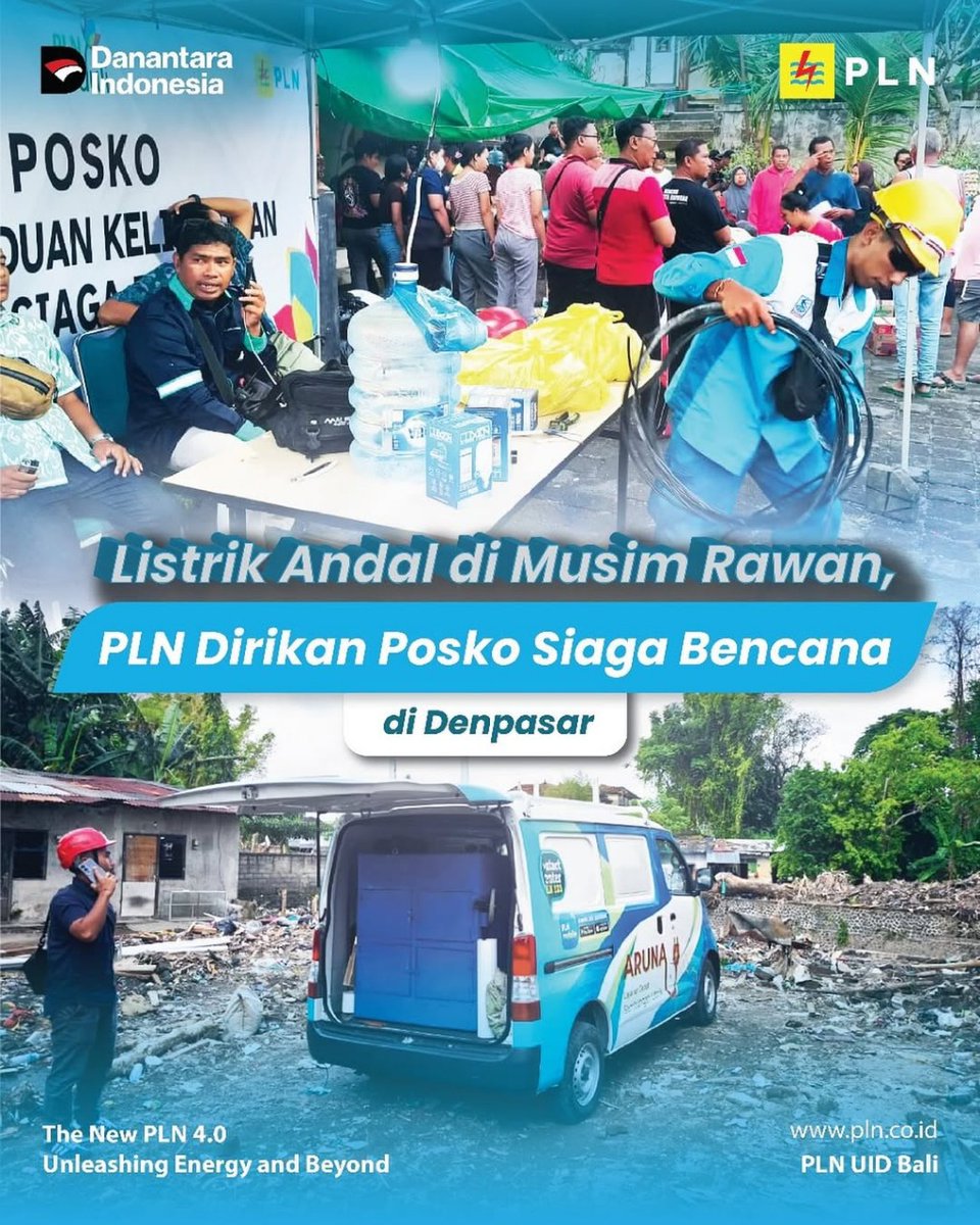 zinaomi20's tweet image. PLN UP3 Bali Selatan mendirikan Posko Siaga Bencana untuk melayani pengaduan kelistrikan pada 16–19 September 2025.

#PLNUIDBali #PLN #PLNPeduli #BanjirBali #BaliPulih #plnup3baliselatan