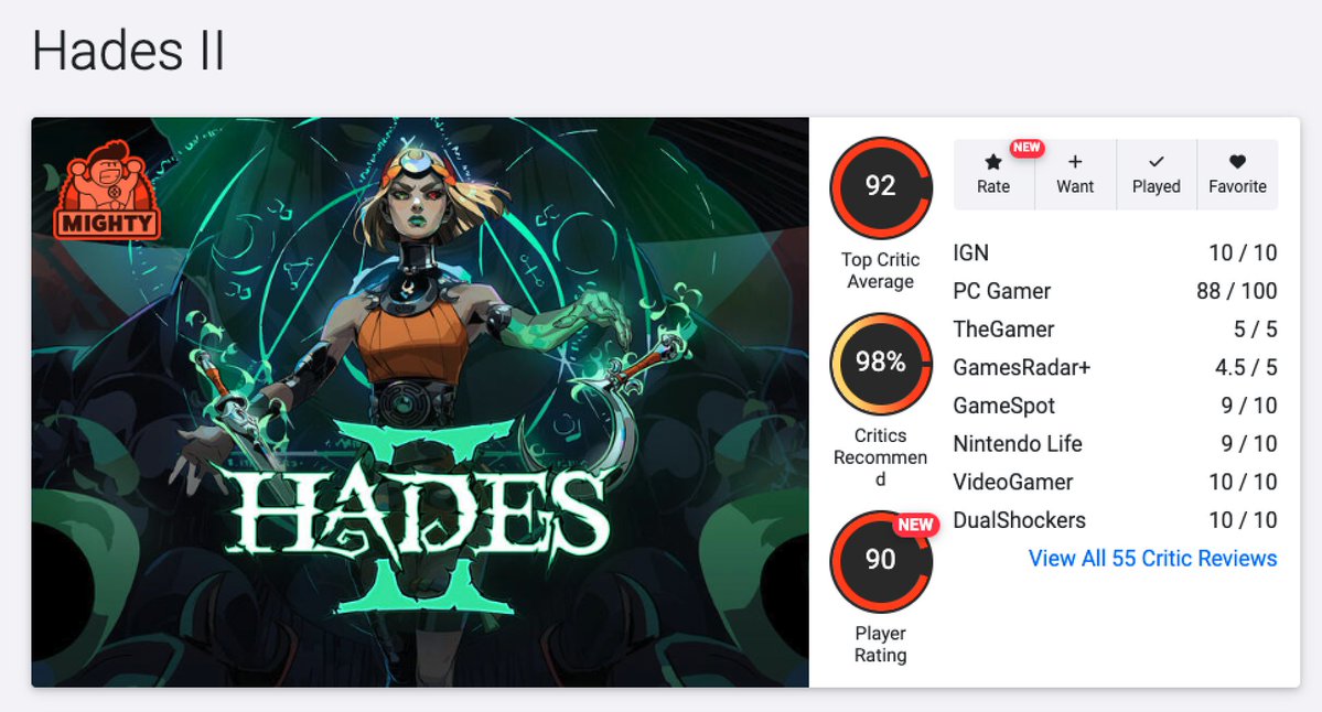 minimap_game's tweet image. [Hades II - 하데스 2 정식 출시]
지옥의 명성이 다시 돌아왔다냥! 
전작을 넘어섰다는 평가의 하데스 2가 정식 출시됐다냥

- 메타 스코어 PC 95점 / 닌텐도 스위치 95점
- 오픈 크리틱 92점

📜하데스 2 리뷰 보러가기
minimap.net/game/hades-ii/…