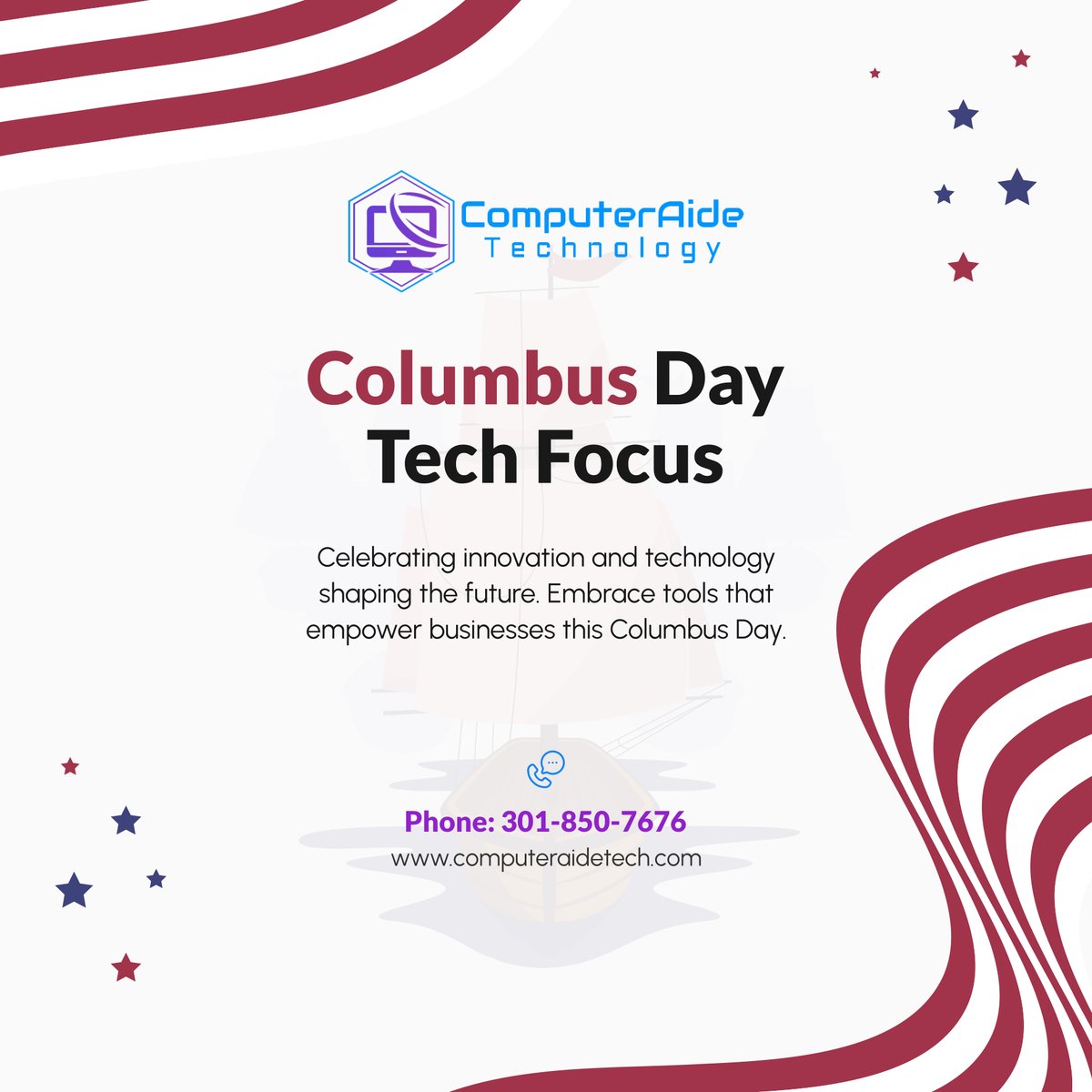ComputerAideT's tweet image. Columbus Day reminds us to explore new technological horizons. Harness innovative IT solutions to navigate your business forward.

#ColumbusDay #ColumbusDay2025 #ColumbusCelebration