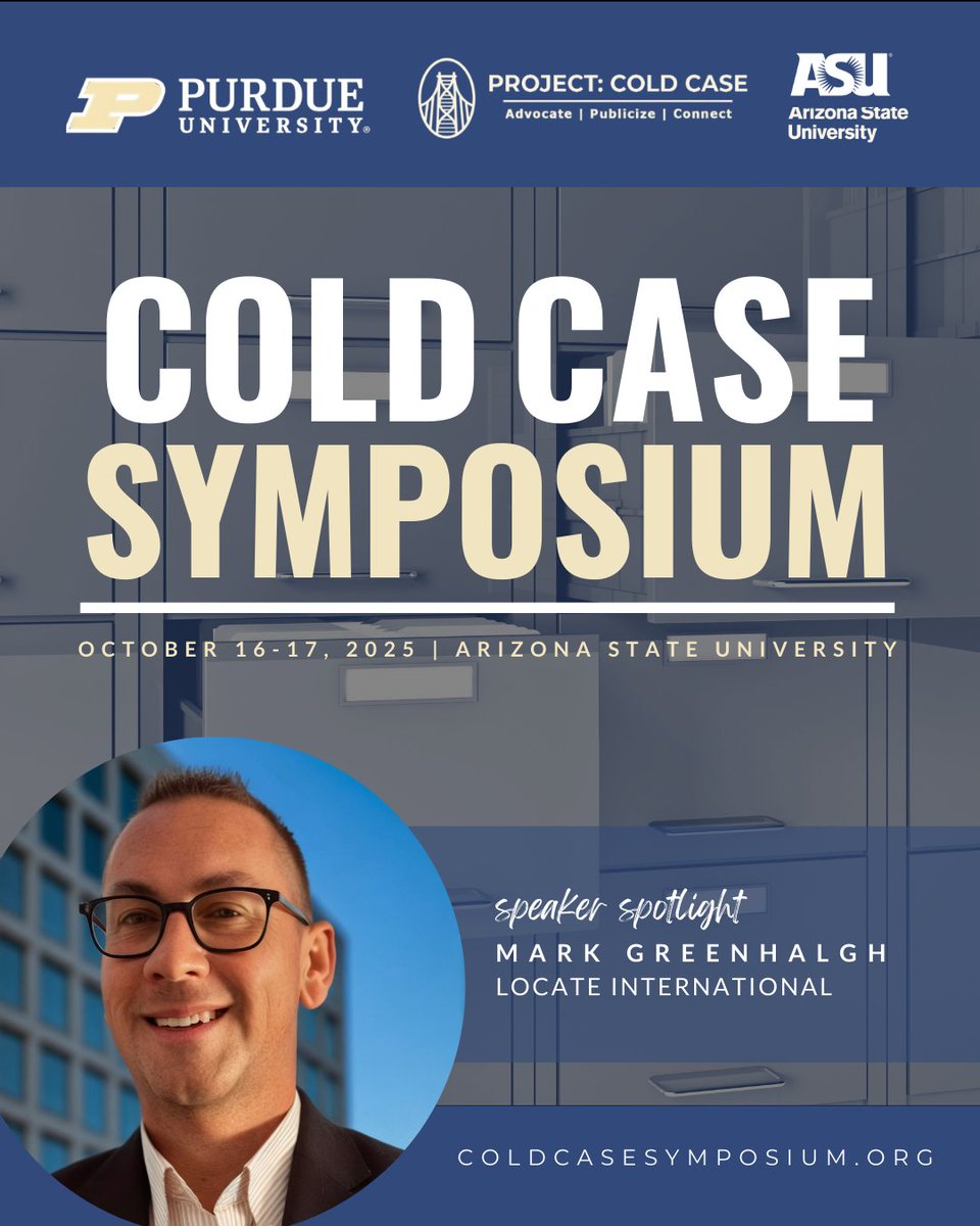 case_symposium's tweet image. Locate International CEO + retired UK detective Mark Greenhalgh pushes for persistence + compassion in cases of missing persons. Hear him at the 2025 #ColdCaseSymposium.
👉 Register: coldcasesymposium.org
#CCS2025