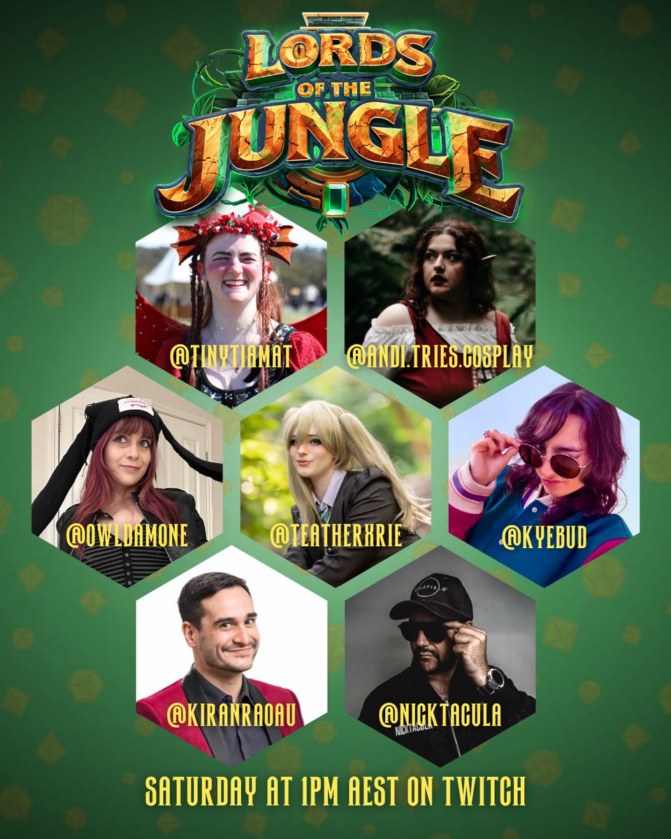 🪵🐍 Dice, chaos, and a whole lot of jungle madness!
This Saturday at 1pm we’re live on Twitch with Lord of the Jungle: The Idol of Broken Hours!

Brought to you by @mojibake_collectibles
#ttrpg #actualplay #dnd5e #LordsoftheJungle #KickstarterTTRPG #TabletopGames