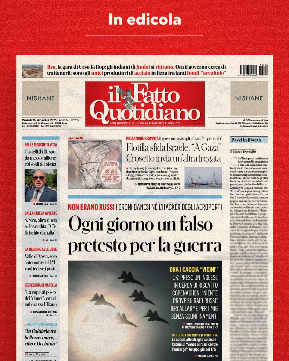 Ogni giorno un falso pretesto per la guerra

Leggi Il Fatto Quotidiano 👉 ilfat.to/primapagina