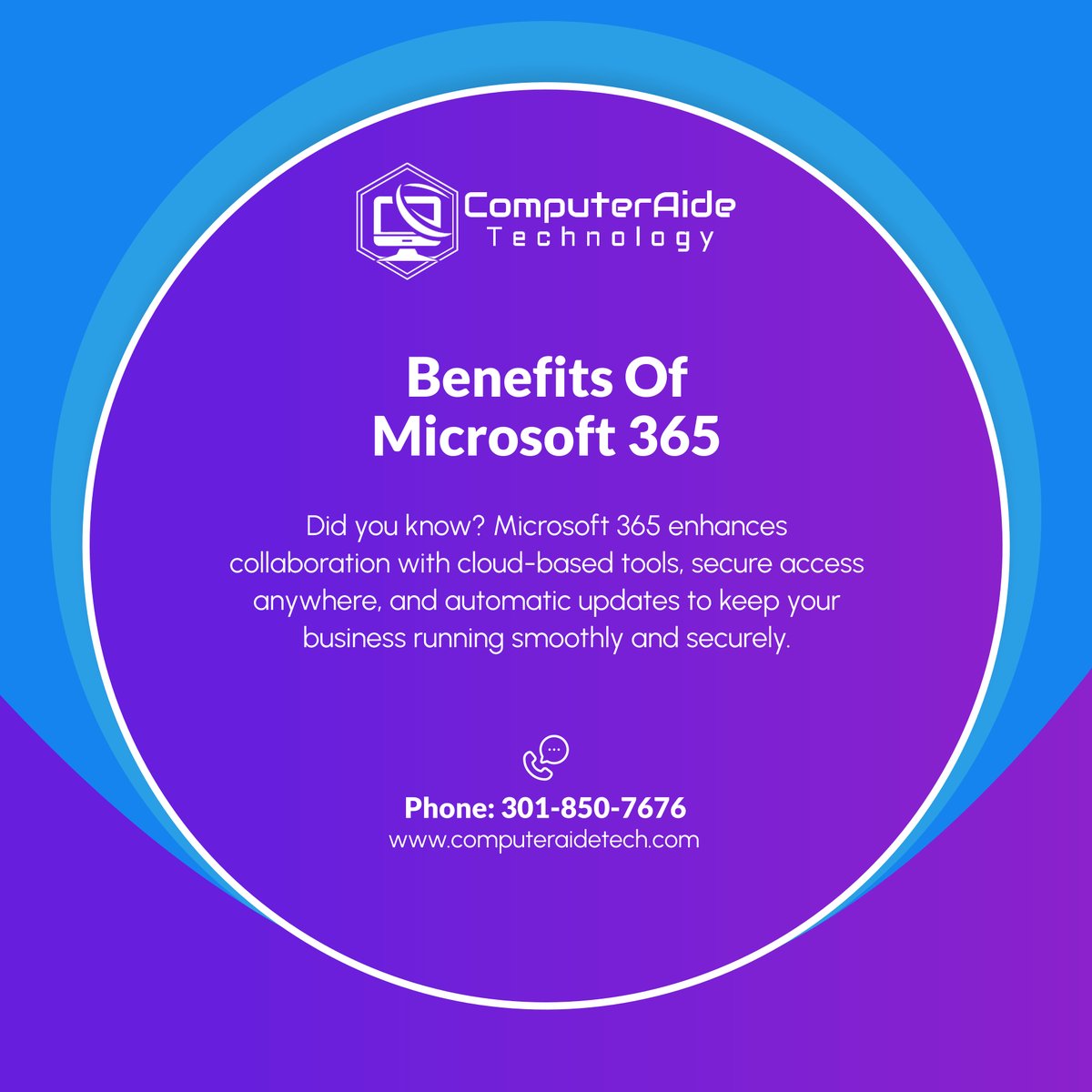 ComputerAideT's tweet image. Microsoft 365 empowers teams to work smarter and safer from any location. Discover how cloud tools can boost productivity in your organization.

#LanhamMD #ITServices #Microsoft365