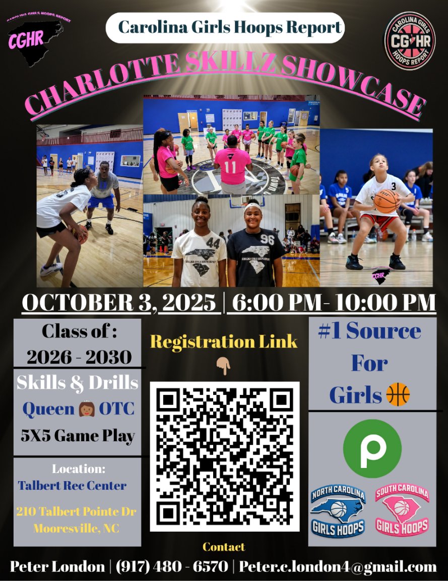 🏀 #CGHRMedia

#CharlotteSkillzShowcase

Welcome <a href="/CuthbertsonHSNC/">Cuthbertson High School</a> - 2027 - Guard - <a href="/ChristiangMundy/">Christian Mundy</a> - <a href="/teamunitedhoops/">Team United Hoops</a> - To Charlotte Skillz Showcase

Join her:
<a href="/Chase_hoops25/">Chase Thomas</a>
<a href="/CSpindle2027/">Crystal Spindle</a>
<a href="/NevaehMcCorkle8/">Nevaeh McCorkle</a>
<a href="/JakaylaPalmer27/">Jakayla Palmer</a>
<a href="/sally_risk/">Sally Risk</a>

Registration Link: leaguelineup.com/formpreview.as…