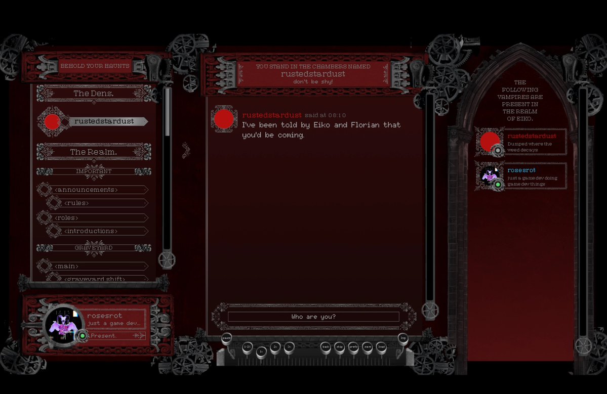 CHATROOM REVEAL?! 🤩

wondering what your life in #bloodlustexe will look like, as you go into the depths for your vampire kissing revenge? 

well, buckle up and get ready to descend into eiko's realm... 🧛

(designed by our #killerchat ui artist <a href="/owl_hsiao/">owl</a>!)