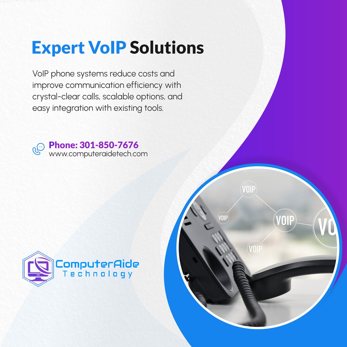 ComputerAideT's tweet image. Upgrade to VoIP for better connectivity and lower phone bills. Discover affordable communication solutions designed to grow with your business. Reach out today!

#LanhamMD #ITServices #VoIP