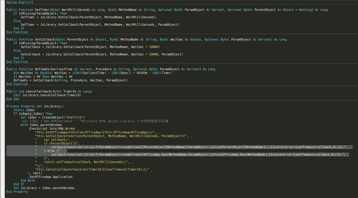 furyutei's tweet image. #エクセル #VBA
以前、CreateObject(&quot;htmlfile&quot;)のJScriptでsetTimeoutを用いてApplication.OnTime代わりになるようなプロシージャを作りましたが…
gist.github.com/furyutei/a571a……