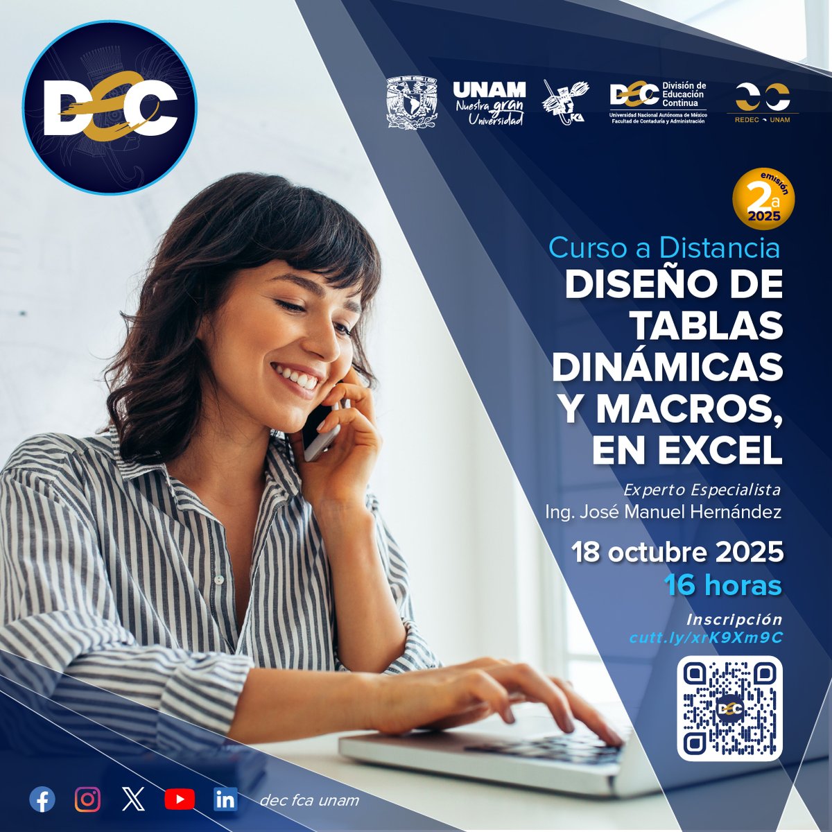decfca's tweet image. Curso a distancia “Diseño de Tablas Dinámicas y Macros, en Excel”
📝 Inscríbete: cutt.ly/xrK9Xm9C
ℹ️ Para mayores informes: cutt.ly/Qrt0KNFh

#ExcelIntermedio #TablasDinámicas #Macros #Dashboard #ExcelAvanzado #Automatización