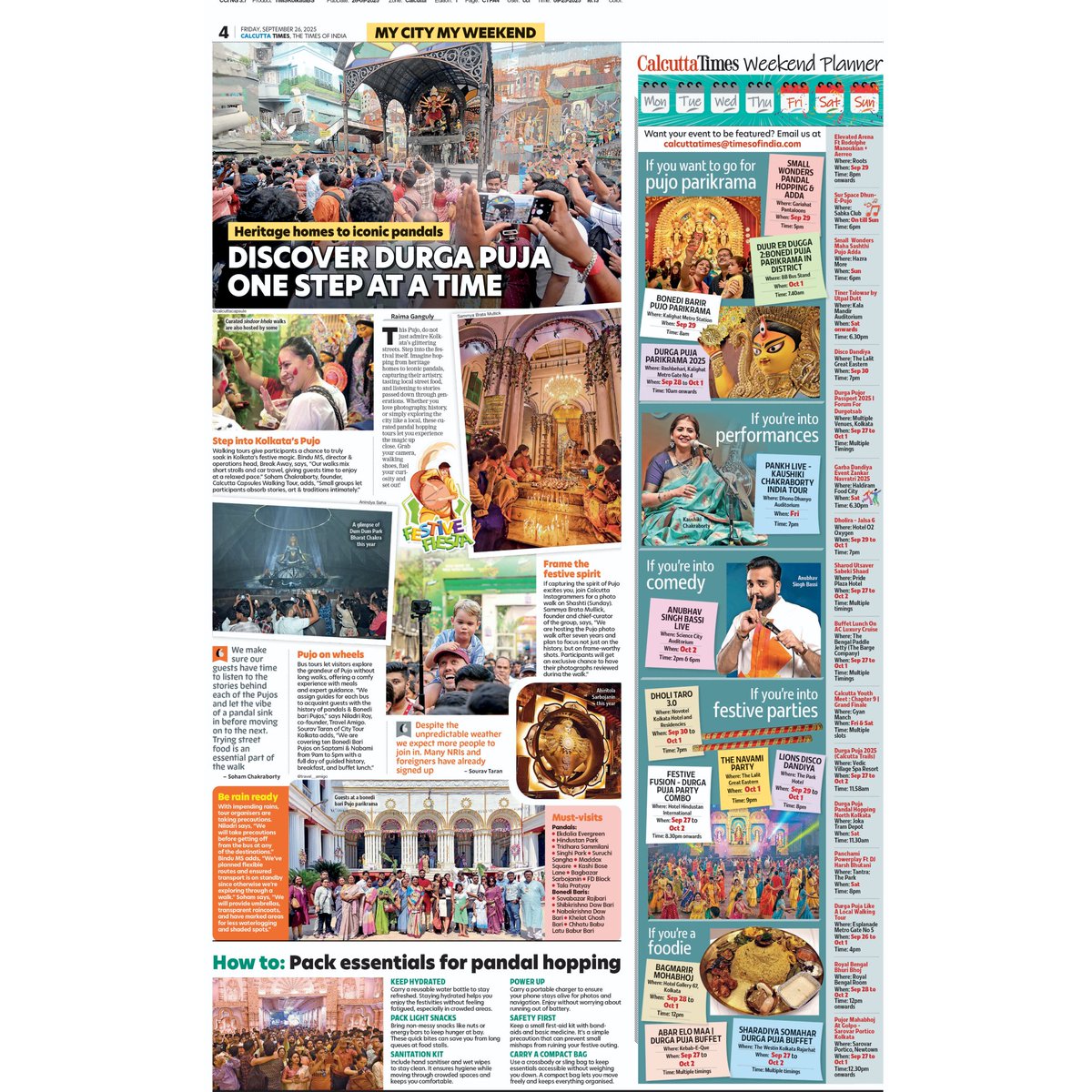 Calcutta_Times's tweet image. From heritage homes to iconic pandals, from soulful addas to dazzling performances, from endless pandal-hopping to mouth-watering festive feasts — check out the Pujo weekend in full swing! ✨🌸

#MyCityMyWeekend #mcmw #calcuttatimes
#kolkata