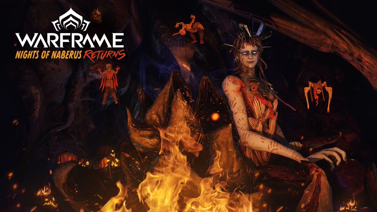 Die Gruselzeit beginnt bald, Tenno.

Naberus Nacht kehrt am 1. Oktober zurück! Entdeckt neue Belohnungen von Tochter auf Deimos, darunter das Saturn Six Day of the Dead-Rüstung-Set und Syandana.

Feiert die Saison mit gespenstisch-festlichen Skins und Anpassungen.