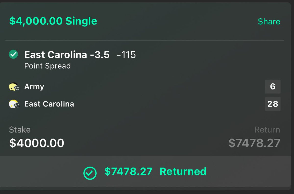 That’s a 2-0 +$7,400 Sweep!🧹

Seahawks ML✅

ECU -3.5✅

Let me know if you Cashed with me!⬇️🍀