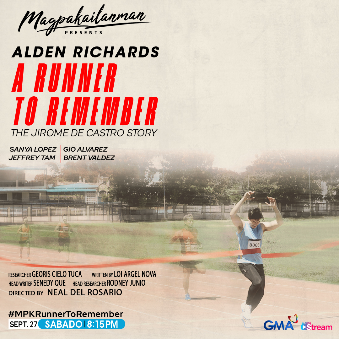 Gaganap si Alden Richards bilang Jirome, isang marathon runner na magkakaroon ng involuntary muscle spasms dahil sa kundisyong dystonia. Watch 'A Runner to Remember' this Saturday, 8:15 p.m. sa #Magpakailanman. #MPKRunnerToRemember