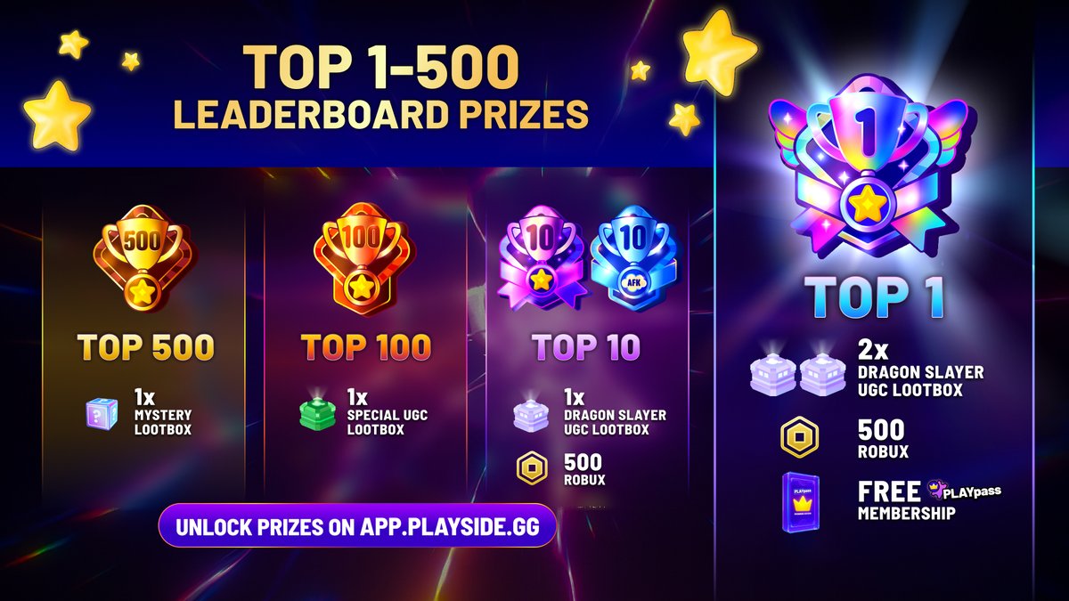 🏆 𝗥𝗜𝗦𝗘 𝗢𝗙 𝗦𝗣𝗘𝗖𝗧𝗥𝗨𝗠 𝗣𝗥𝗜𝗭𝗘𝗦 🏆

Winners &amp; participants of our #Roblox event get: 
🌟 FREE UGCs
🌟 ROBUX
🌟 PREMIUM LIMITEDS
🌟 30% OFF &amp; VIP PERKS
🌟 NEW COSMETICS &amp; MORE

Play more, stack your rewards!

Stay tuned for our next drop 🥳 
#robloxugc #robux