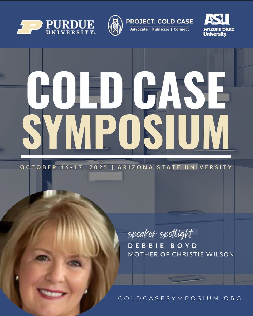 case_symposium's tweet image. Join us at the 2025 #ColdCaseSymposium to hear Debbie Boyd, a trauma-informed advocate, share her powerful 15-year fight for justice for her daughter, Christie Wilson. Don't miss this impactful story! 
👉 Save your seat: coldcasesymposium.org #CCS2025