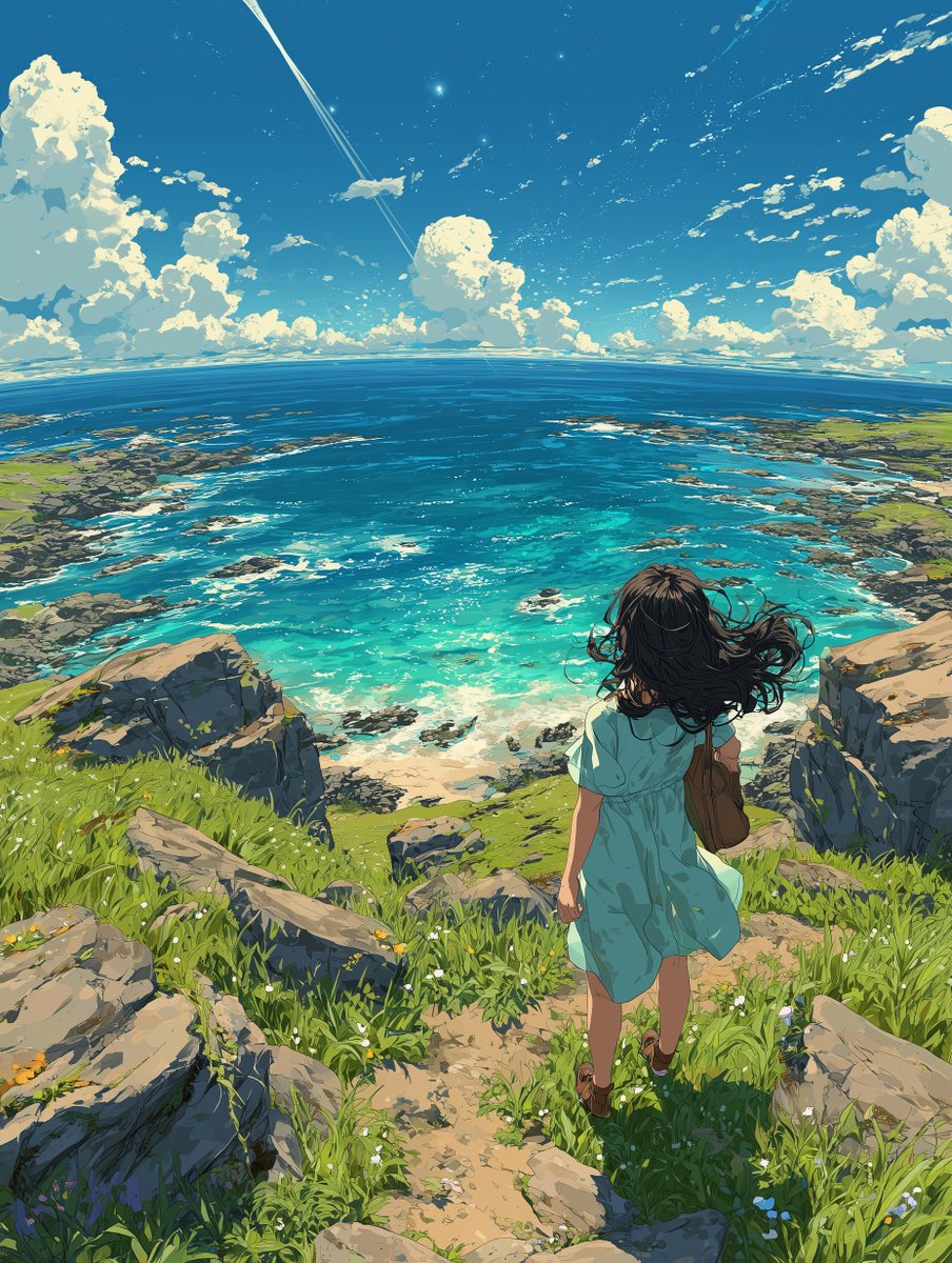 本日のお題は『飛行機雲』✈️🌊

空に一本、スカッと走る白い道。
こういうの見つけるとつい立ち止まっちゃうんですよね👀✨

Today’s theme: “Contrail” ✈️🌊
A single white road across the sky—
can’t help but stop and stare when I see one 👀✨
ourt-ai.work/image/9fb14ed2…
#ourtAI  #AIar