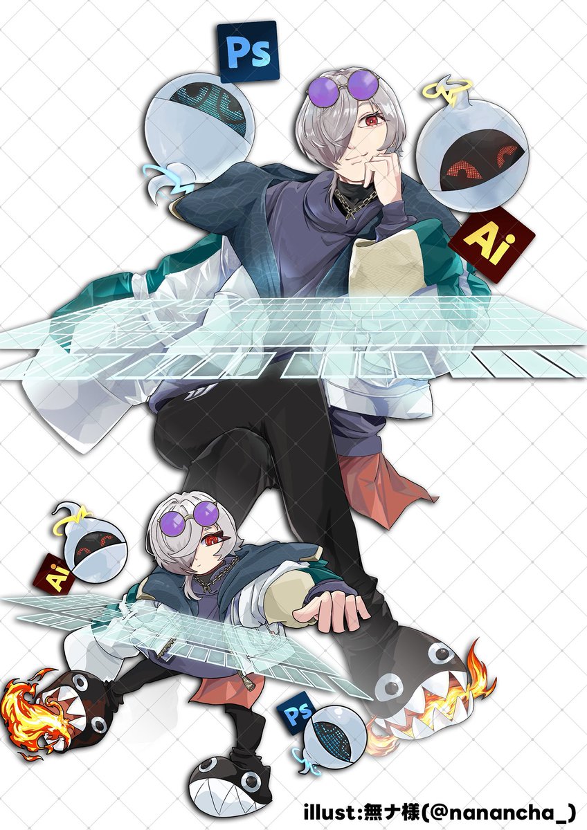 Xでの新しいお姿を、無ナ様（<a href="/nanancha_/">無ナ</a> ）に描いて頂きました‼️

どちらのキャラも細部まで丁寧に描いてくださり感謝の気持ちでいっぱいです

天才！天才！天才！

本当にありがとうございました。