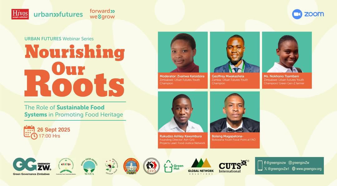 Join the Discussion: Sustainable Food Systems &amp; Food Heritage 🌍

The Urban Futures Consortiums in Mutare &amp; Bulawayo, Zimbabwe, and Chongwe, Zambia are hosting a pivotal webinar: "Nourishing Our Roots - The Role of Sustainable Food Systems in Promoting Food Heritage."

This Urban