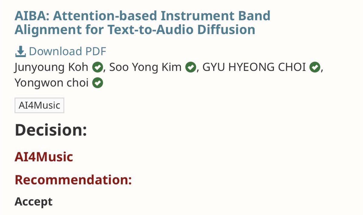 JUNFROMAI's tweet photo. ✨ I am pleased to share that our paper, “AIBA: Attention-based Instrument Band Alignment for Text-to-Audio Diffusion”, has been accepted to the @WorkshopAi48148 AI for Music Workshop #NeurIPS 2025! 

The name AIBA was inspired by Masaki Aiba from my favorite group #ARASHI (#嵐). https://t.co/2z20Dwxno9