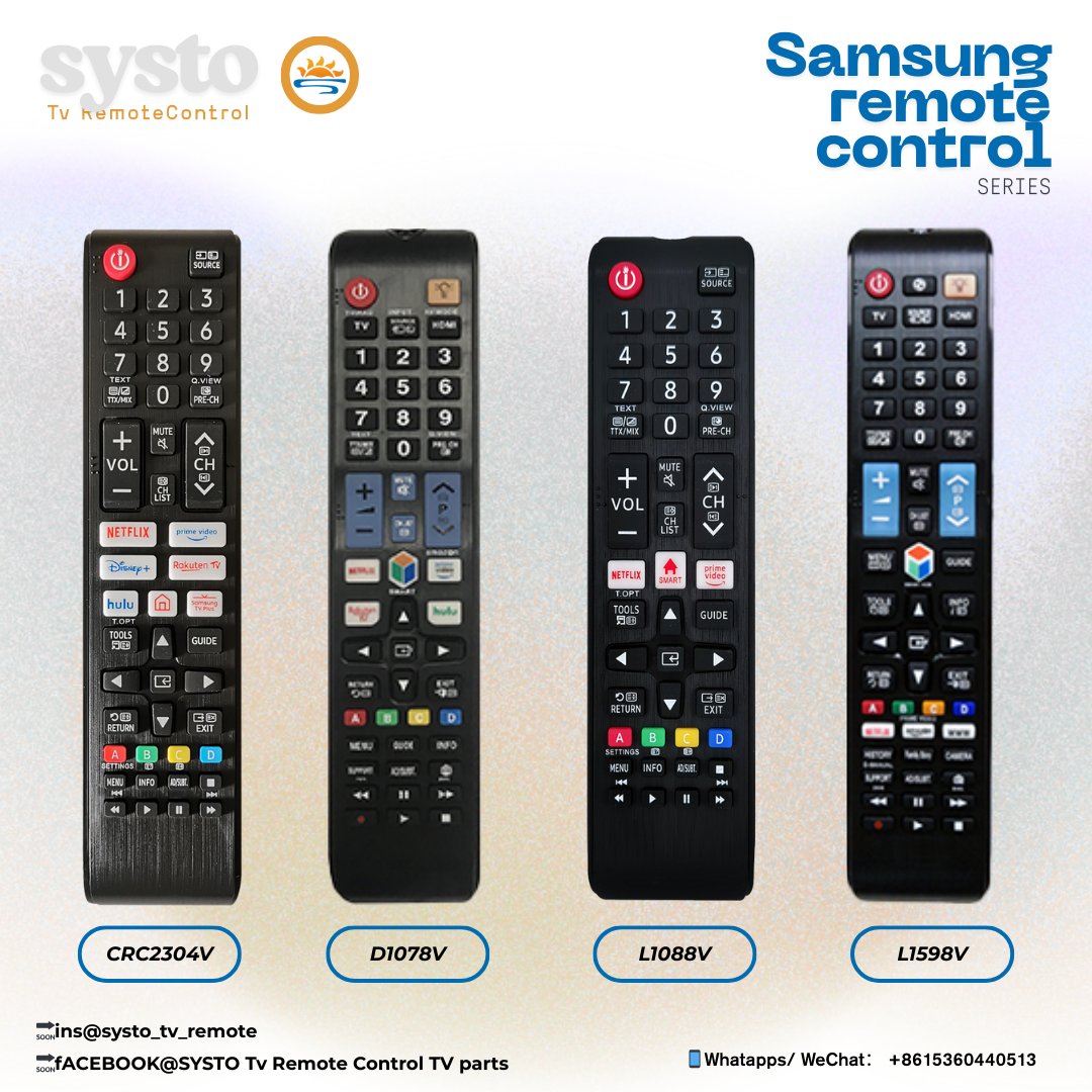 SystoRemote's tweet image. Samsung Remote Control series✌
Multiple models are available for selection.More models can be customized.
🔗systo.hk
🔗systoremote.com
🔗linktr.ee/SystoOfficial
📱WhatsApp/WeChat：8615360440513
#tv #tvremotecontrol #tvremote #customized #remotecontrol