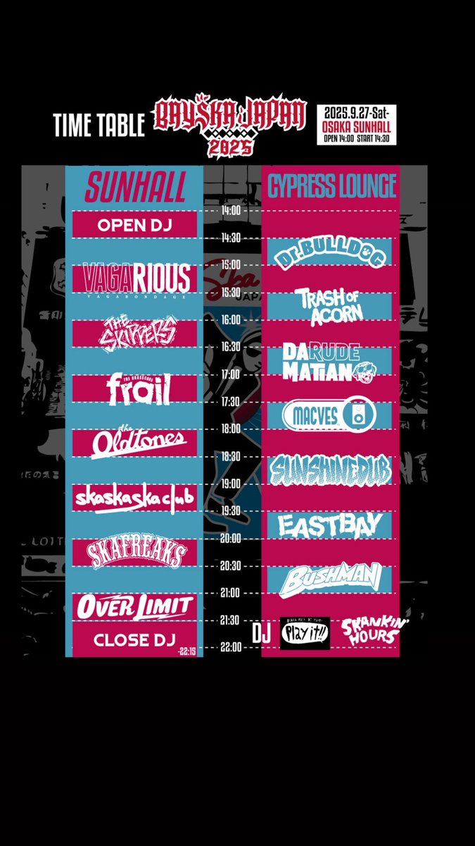 steel23225678's tweet image. 明日は20日ぶりのライブ☺️
何時から参加しよかな！
#Bushman
#SUNSHINEDUB
#OVERLIMIT