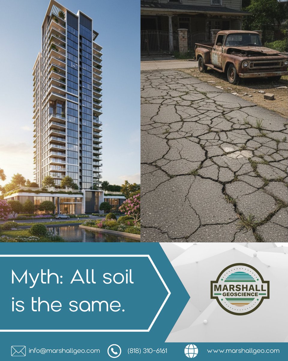 MarshallGeoSc's tweet image. Fact: One site’s soil can hold skyscrapers, another can’t even support a driveway.

#geotechnicaltesting #soiltesting #constructionlife #siteassessment #skyscrapers #earthscience #groundstability

🌐 Visit: marshallgeo.com

📞 Call: (818) 310-6161

info@marshallgeo.com