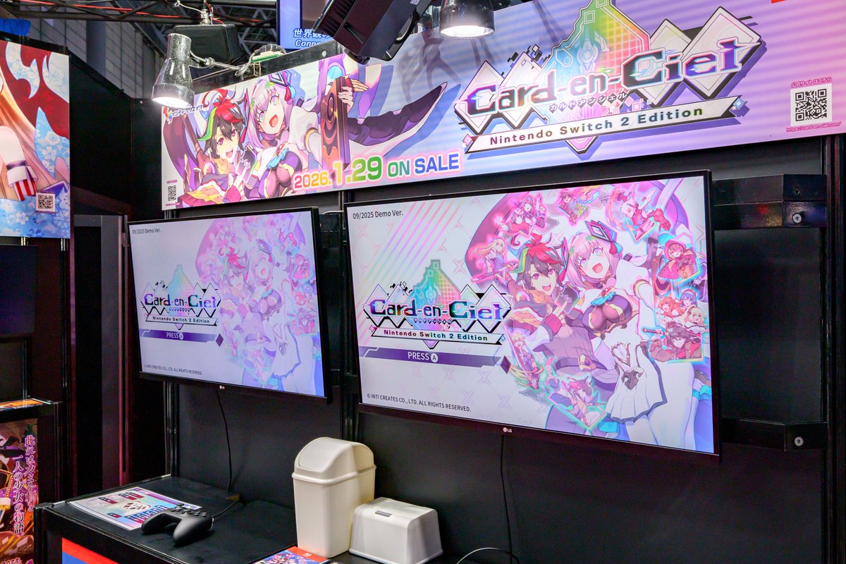 GunvoltOfficial's tweet image. #東京ゲームショウ2025 のインティ・クリエイツのブース(ホール8-N08)では
🗡『#魔女ガミ-The Witch of Luludidea-』
🃏『#カルドアンシェル Nintendo Switch 2 Edition』
⚡『蒼き雷霆(アームドブルー)#ガンヴォルト トライアングルエディション』
を試遊体験できます!…