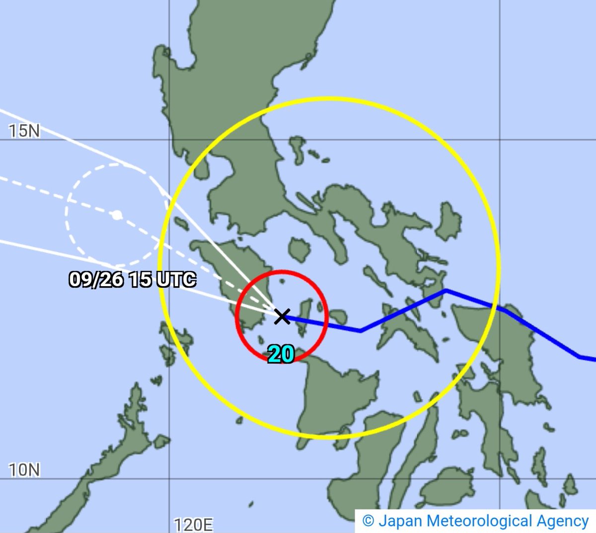 marvinoloris's tweet photo. STS #Bualoi #OpongPH tracked further south and has already made landfall in #Sibuyan and #Tablas, now heading towards southeast of #Mindoro this afternoon. It has displaced convection &amp; maintained its small inner core. Moderate to heavy rains still expected in #Cavite, #NCR, etc. https://t.co/pjFujSfgUQ