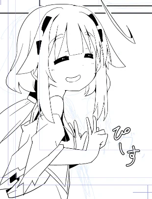 ふきだしで半分隠れるダブルピースコアキさん可愛く描けたから見てー 