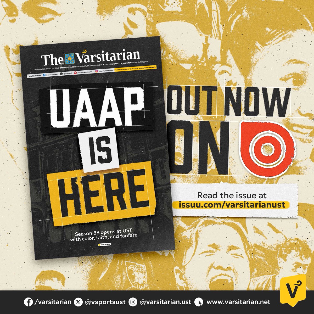 varsitarianust's tweet photo. ‘UAAP IS HERE’ OUT NOW ON ISSUU! 📢

The Varsitarian’s UAAP Season 88 special issue is now available on Issuu!

READ THE DIGITAL VERSION HERE: https://t.co/2TtPx13cKZ https://t.co/3dW0LhnHy3