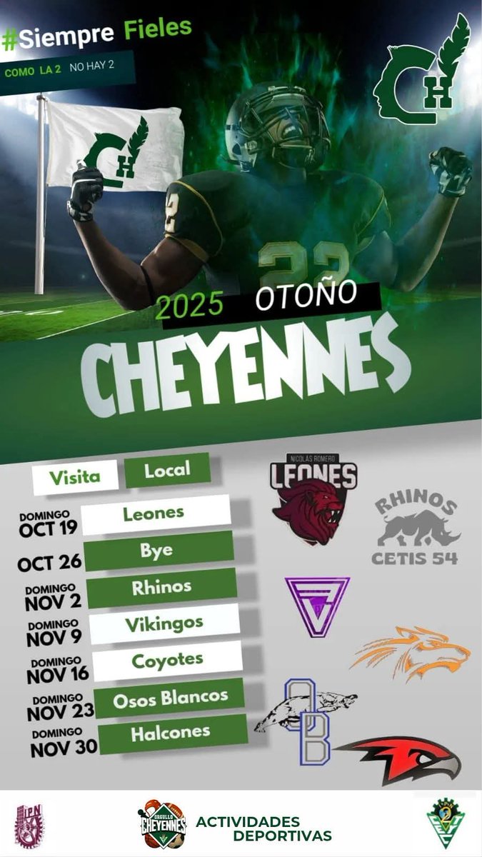 Calendario de juegos Interpolitécnicos de Cheyennes CECYT 2 (Voca 2)