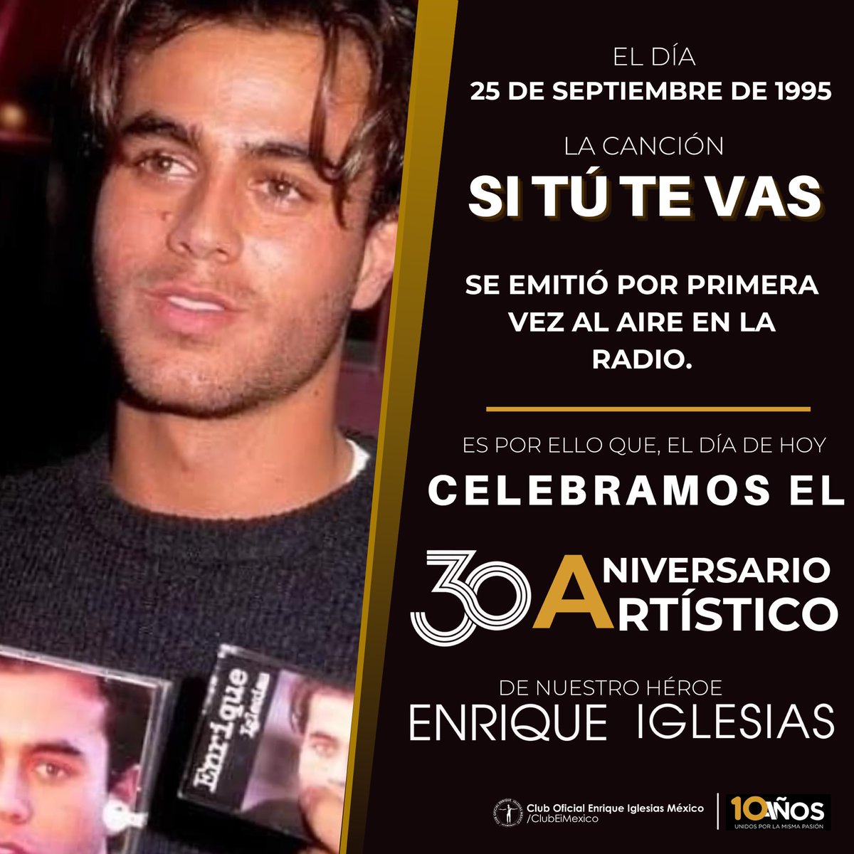 "Si Tú Te Vas" fue la primera canción de <a href="/enriqueiglesias/">Enrique Iglesias</a> que salió al aire en las radios del mundo, es por ello que los #EiFans lo celebramos cada 25 de septiembre. 
#SiTuTeVas sin duda, fue el parteaguas de la maravillosa carrera artística de #EnriqueIglesias 
#30yearsofenrique