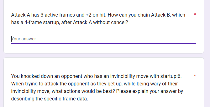 These are genuinely amazing questions to ask on a form to get proper playtesters for your fighting game