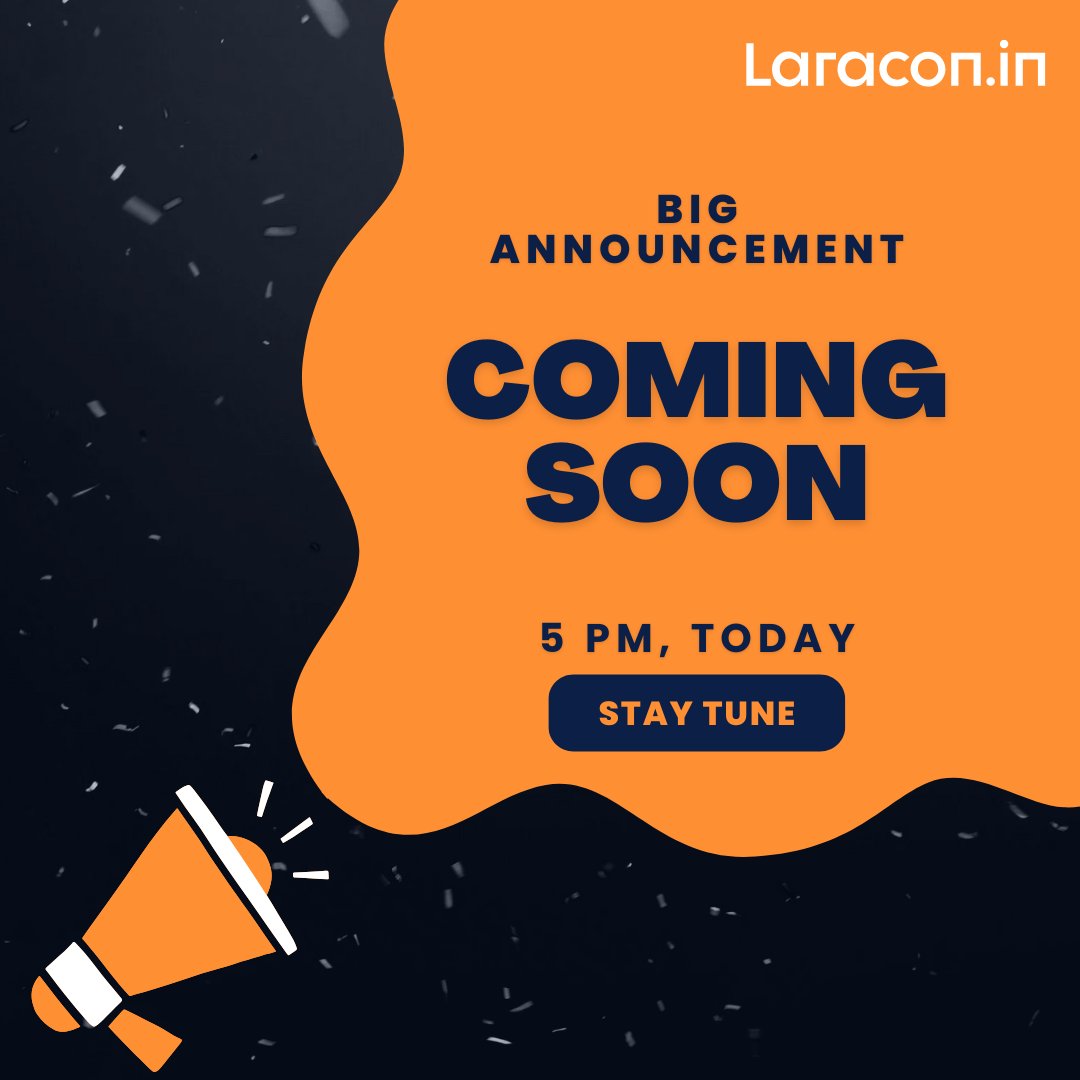 LaraconIN's tweet image. ⏳ Tick-tock! The #LaraconIN reveal is almost here.

Stay tuned - details coming soon 👀

#Laravel #Laracon #LaraconIndia