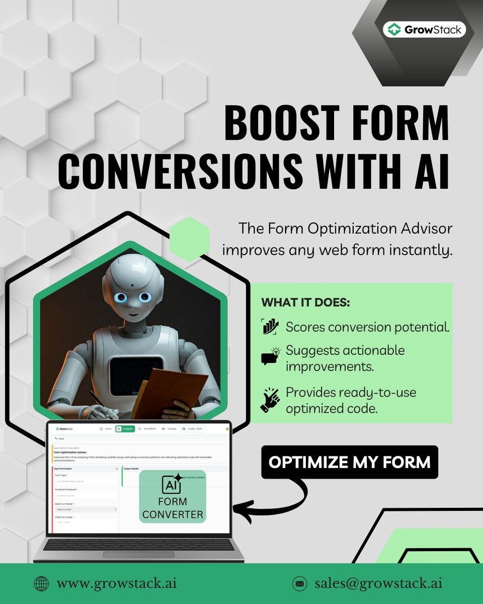 Growstackai's tweet image. Did you know? Even a 1-second delay in form completion can drop conversions by up to 7%.
👉 Try GrowStack today and see the difference.
📩 support@growstack.ai | growstack.ai
#CRO #WebOptimization #LeadGeneration"
