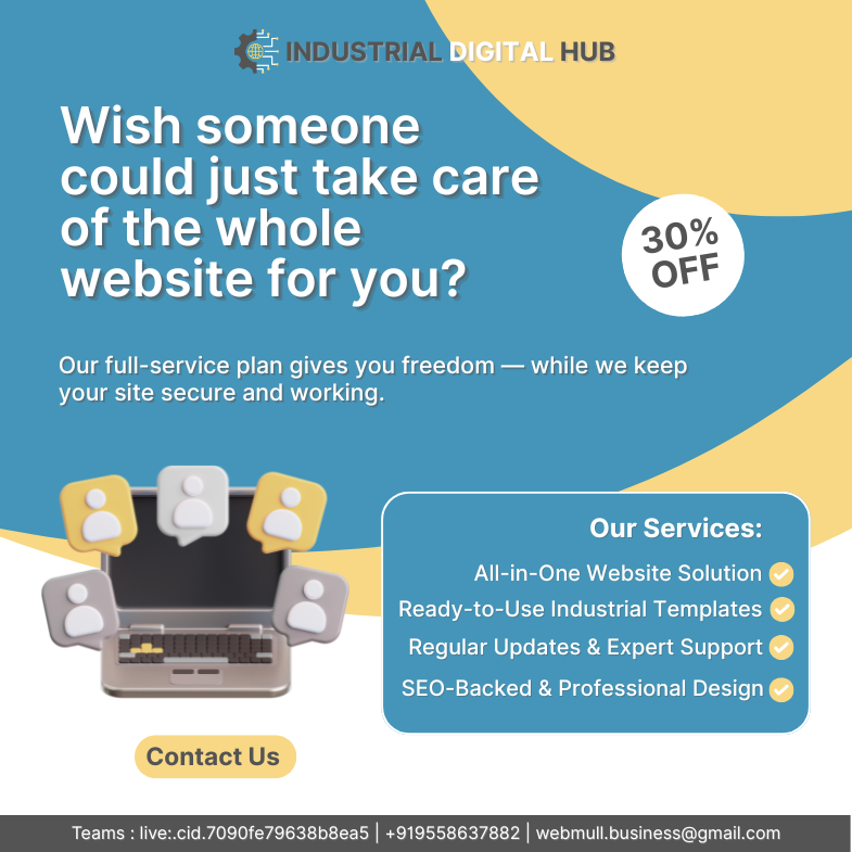 webmullDev's tweet image. Tired of juggling website providers? 
We manage everything — domain, hosting, design, SEO & updates — in one affordable #WebsiteSolution. Boost credibility & attract clients! 
📩 FREE Audit + Demo 🎁 20–30% OFF 
🌐 industrialdigitalhub.com 
#webmull #idh #businessgrowth